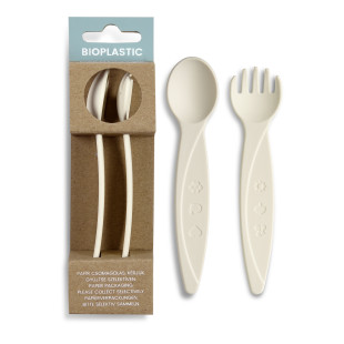 Bioműanyag evőeszköz szett dobozban - Krémfehér