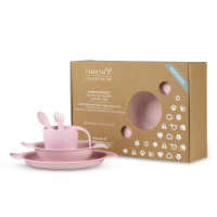 Bioműanyag étkészlet 12+ dobozban - Púderrózsaszín