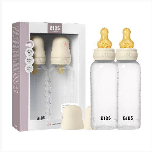 Bibs cumisüveg duo 270 ml - Krémfehér kaucsuk etetőcumival