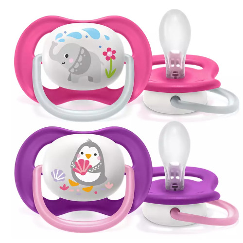 Avent játszócumi ultra air 6-18 2 db - lány állatos