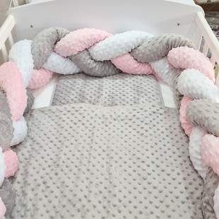 Minky 3 részes bébi ágynemű - Szürke-rózsaszín