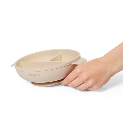 Baby Ono szilikon tányér fedéllel - Bézs