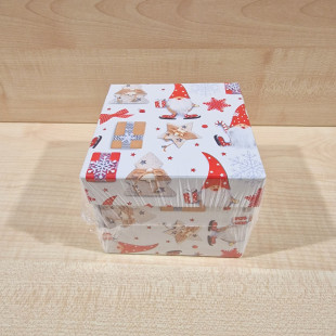 Ajándékdoboz - Karácsonyi manó 12x12x10 cm