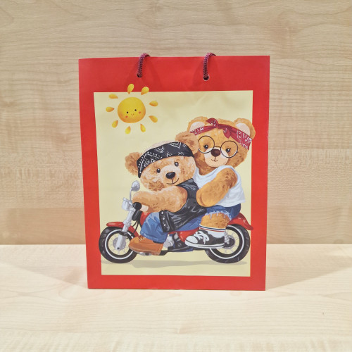 Ajándéktáska 18x23x10 - Motoros macik