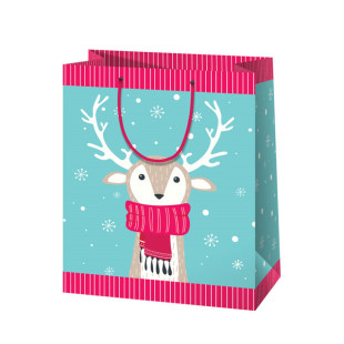 Ajándéktáska - Rénszarvas sállal 18x23x10 cm