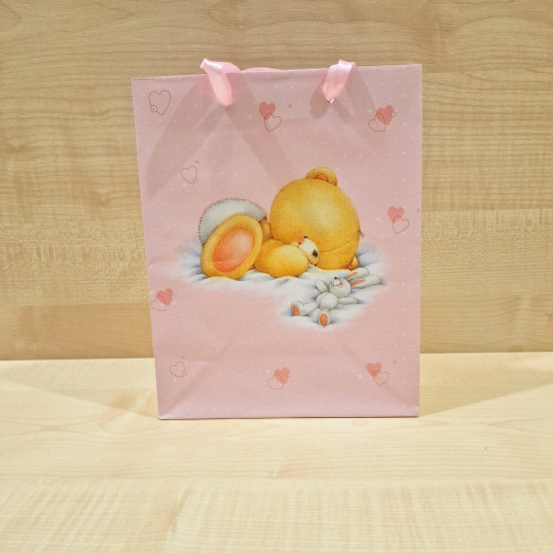 Ajándéktáska 11x14,5x6,5 - Rózsaszín bébi maci