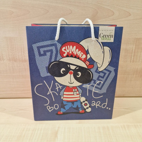 Ajándéktáska 20x23x9 - Gördeszkás nyuszi