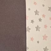 Pelenkázólap huzat - grafit-rózsaszín csillagos