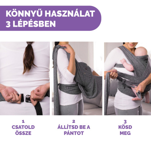 Chicco Boppy Comfy Evolution hordozókendő - Grey