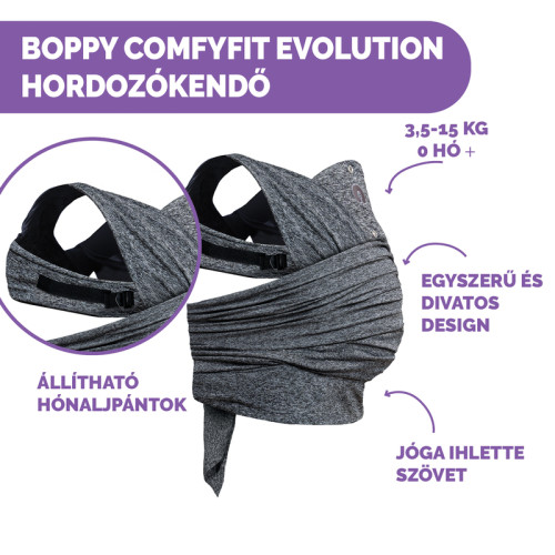 Chicco Boppy Comfy Evolution hordozókendő - Grey