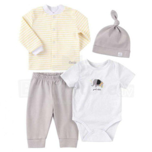 Hazahozós szett - pamut szürke-sárga 56