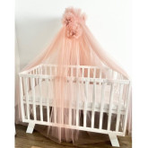 Tüll baldachin függöny pomponnal - Szürke