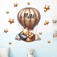 Falmatrica szett névvel - Ballonos maci kék