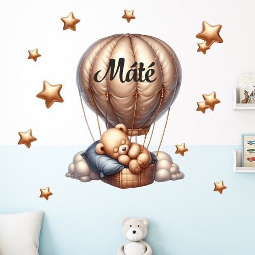 Falmatrica szett névvel - Ballonos maci kék