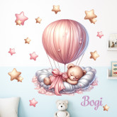 Falmatrica szett névvel - Ballonos maci rózsaszín