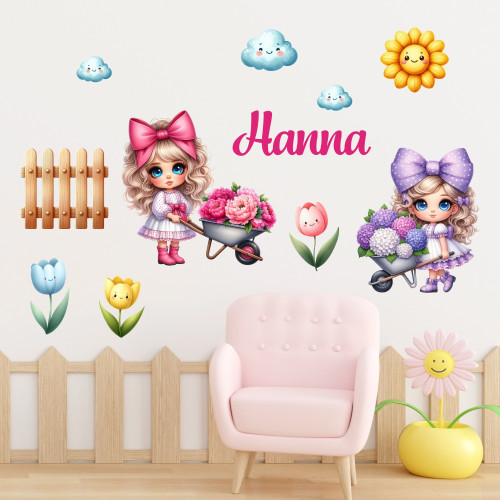 Falmatrica szett névvel - Lányok kertben