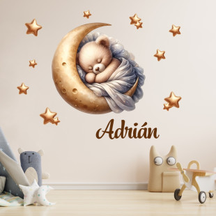 Falmatrica szett névvel - Maci holdon kék