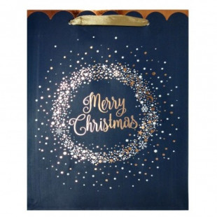 Ajándéktasak Karácsony - Hópihe sötétkék 18 x 23