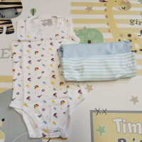 Body szett - 3 db-os ujjatlan világoskék