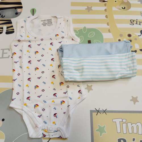 Body szett - 3 db-os ujjatlan világoskék