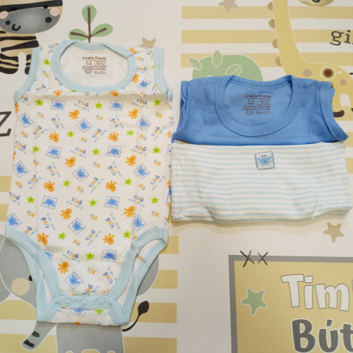 Body szett - 3 db-os ujjatlan kék csíkos