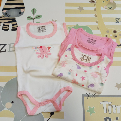 Body szett - 3 db-os ujjatlan rózsaszín