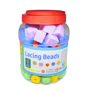 Fa gyöngyfűző műanyag dobozban - 120 db