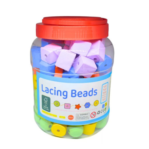 Fa gyöngyfűző műanyag dobozban - 120 db