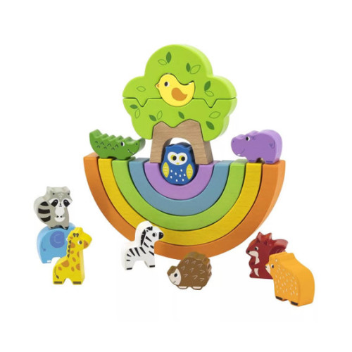 Fa szivárvány egyensúlyozó építőjáték