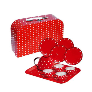 Fém teáskészlet bőröndben - 15 db-os