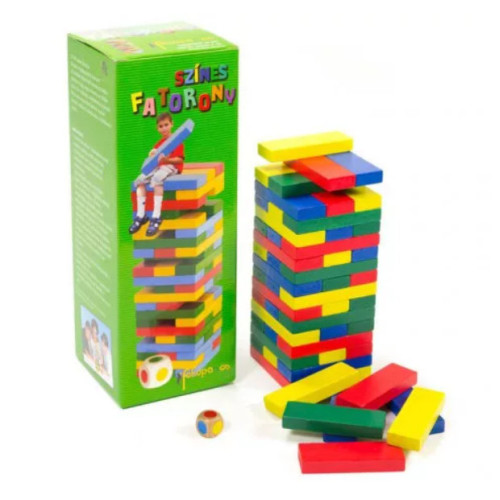 Jenga toronyépítő - színes