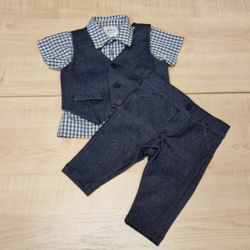 Fiú bébi alkalmi együttes - kockás