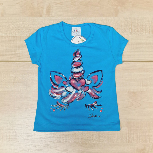 Lányka póló - Türkiz unikornis