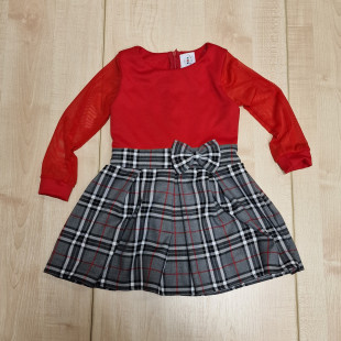 Lányka ruha - Piros-kockás