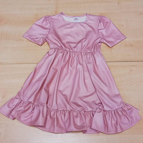 Lányka ruha - rózsaszín textilbőr