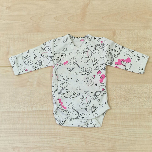 Átlapolós body - Fehér unikornis