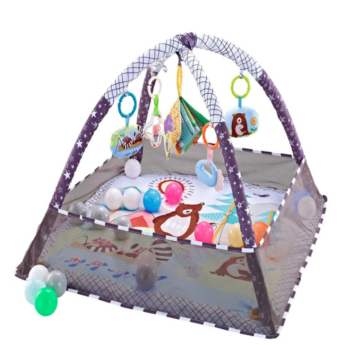 Kikkaboo játszószőnyeg labdákkal - Szürke