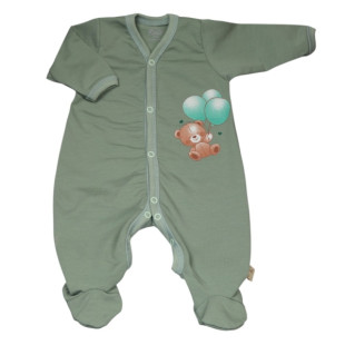 Kukukk rugdalózó - Pamut zöld lufis maci 62