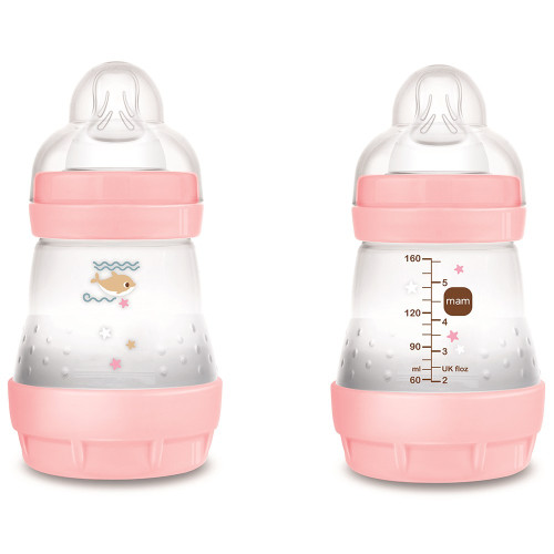 Mam Anti-Colic cumisüveg 0 hó+ - Rózsaszín