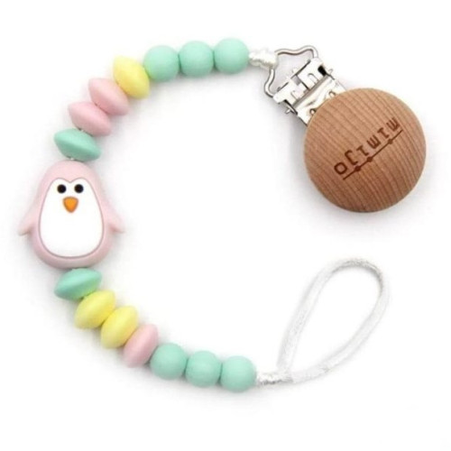 Mimijo szilikon cumilánc - Rózsa pingvin