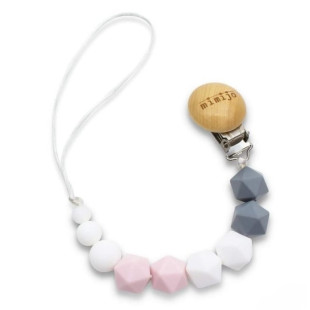 Mimijo szilikon cumilánc - Szürke-fehér-rózsa