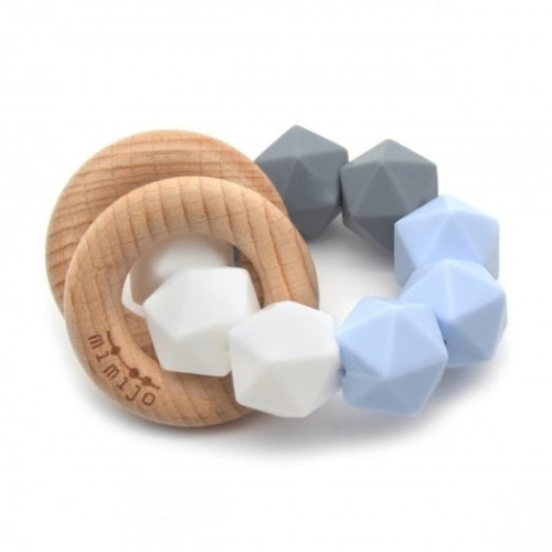 Mimijo szilikon rágóka bükkfa karikákkal - Babakék