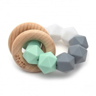 Mimijo szilikon rágóka bükkfa karikákkal - Menta