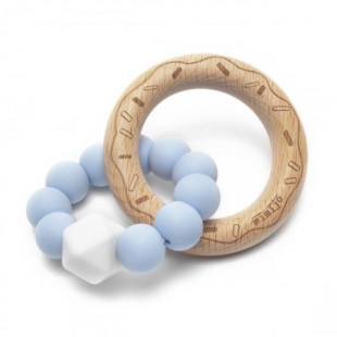 Mimijo szilikon rágóka bükkfa karikával - Babakék