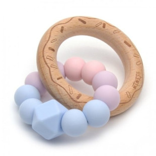 Mimijo szilikon rágóka bükkfa karikával - Színes