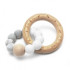 Mimijo szilikon rágóka bükkfa karikával - Szürke
