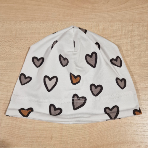 Pamut sapka - Fehér szívek
