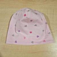 Pamut sapka - Rózsaszín szívecskék