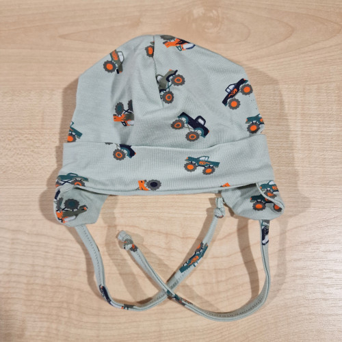 Újszülött pamut sapka - Zöld járművek