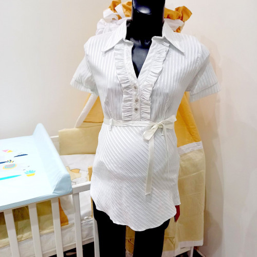 Kismama blúz fehér rövid ujjú - fényes